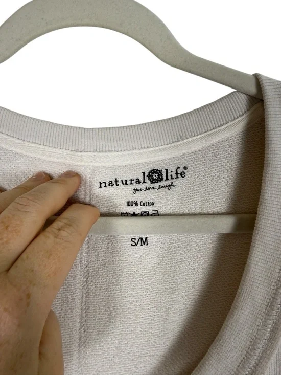 Natural Life Oversized Kick Back Cotton V-Neck Pullover Sweatshirt Sz S/M - Picture 4 of 5